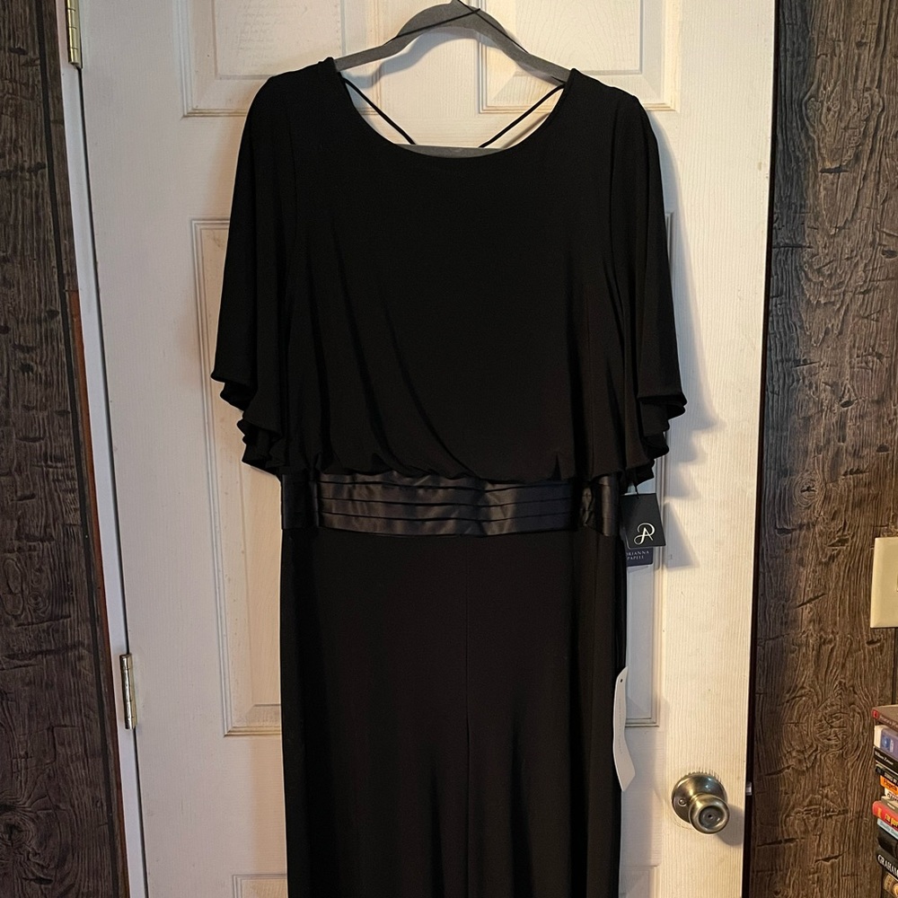 NEW Adrianna Papell Chico's Jumpsuit Black Short Sleeve Waist Detail Women's 18